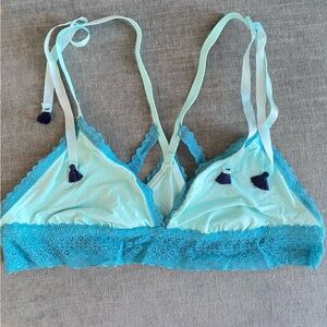 Aerie Lace Trim Bralette Set - Light Blue